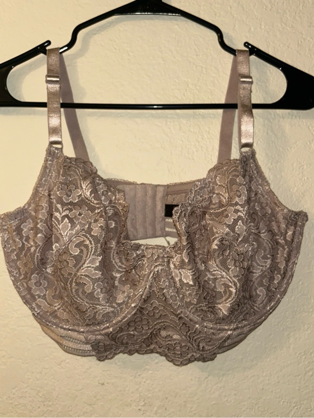 Smart & Sexy Unlined Underwire Lace Bra 38DDD taupe Brown Floral Sheer